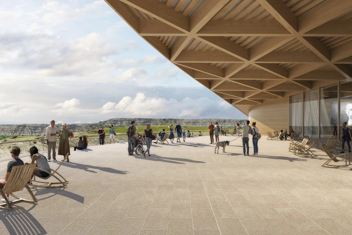 The Theodore Roosevelt Presidential Library will feature three pavilion areas offering choice views of the landscape