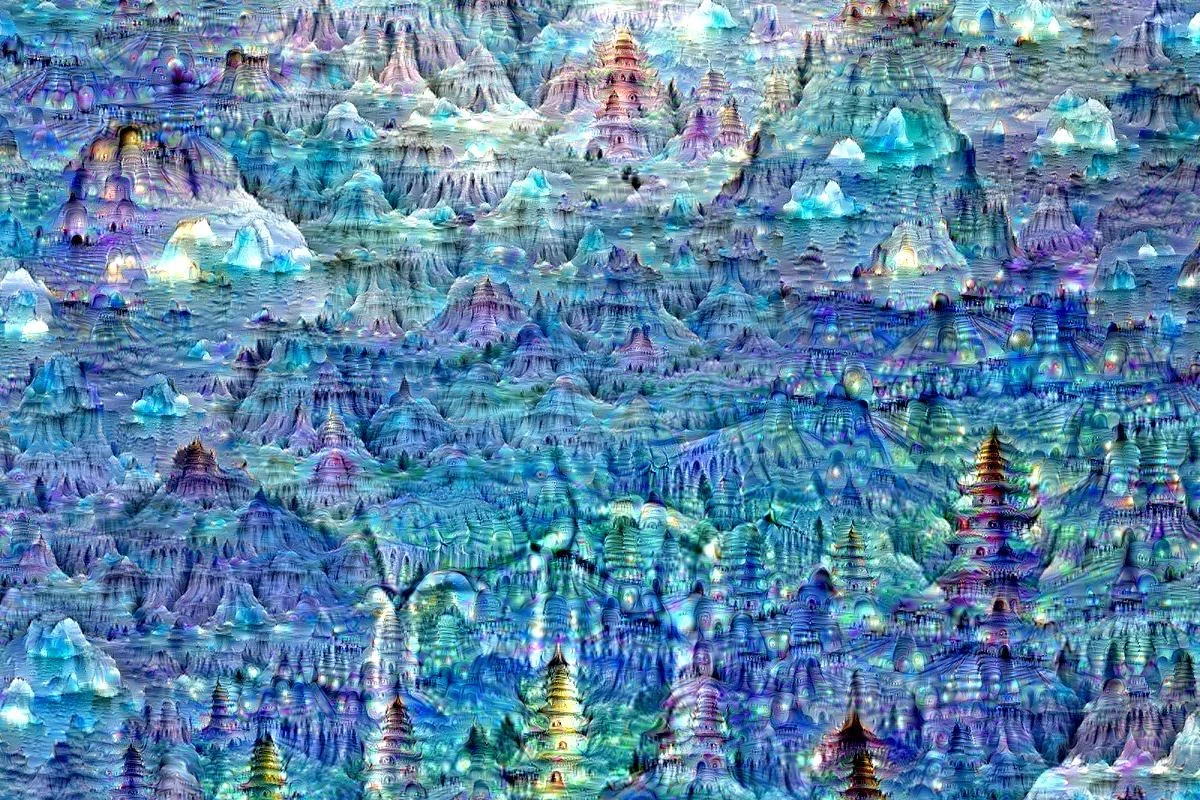 An iteration image producing a surreal mountainscape