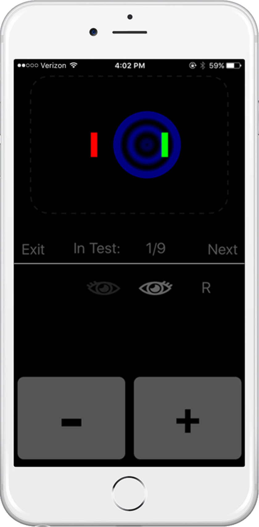 To get your eyesight assessed, just align the red and green bars