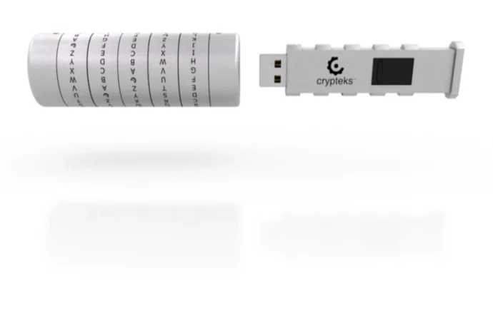 Crypteks USB storage is physically locked inside its housing encrypted with a user-created password