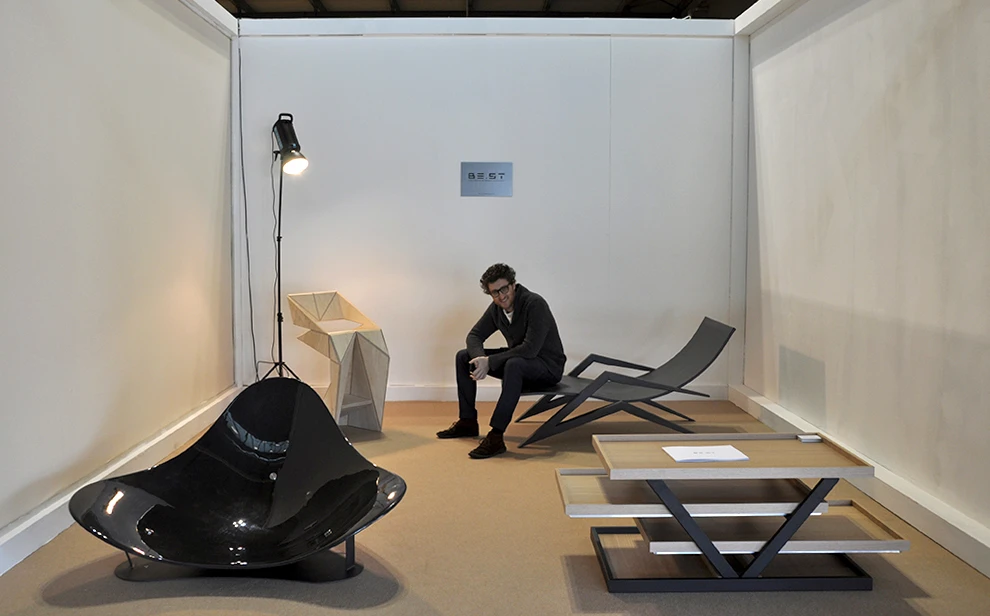 Italian designer Stefano Belingardi with his 2015 collection (Photo: Edoardo Campanale/Gizmag.com)