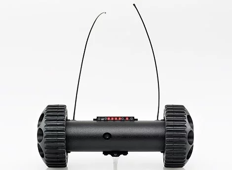 After pulling an activation pin, the hardy robots can be thrown into place, or fired from a tear-gas launcher.