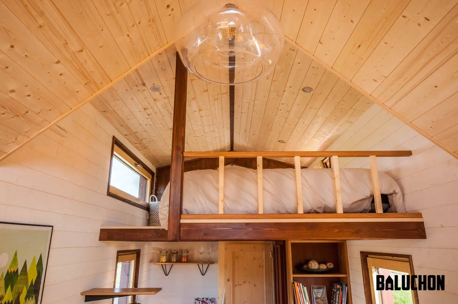 The Pampille's interior is finished in natural spruce and red cedar