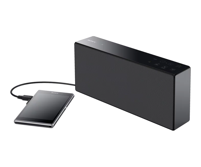 The SRS-X7 has a built-in Li-ion battery that's reported good for up to 6 hours of playback between charges