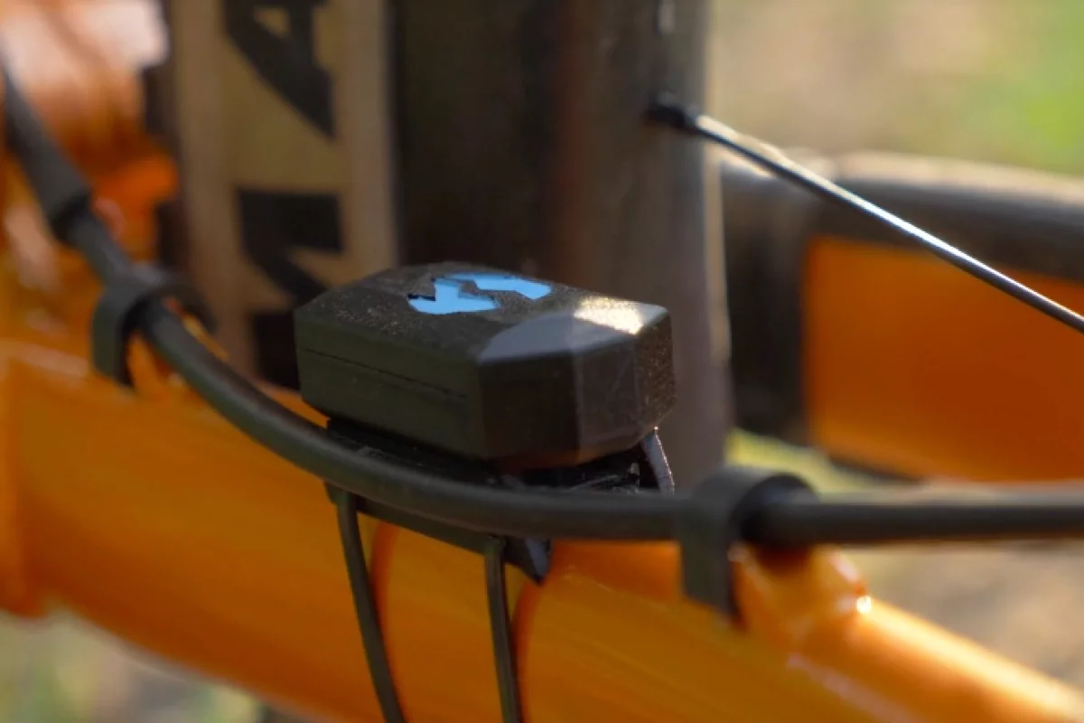 The TrailSense sensor unit is mounted on the chainstay