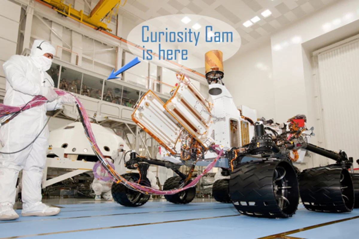 The Curiosity Cam live video feed allows the public to watch technicians assemble and test NASA's next Mars rover in a clean room at the Jet Propulsion Laboratory, Pasadena, Calif. (Image credit: NASA/JPL-CalTech)