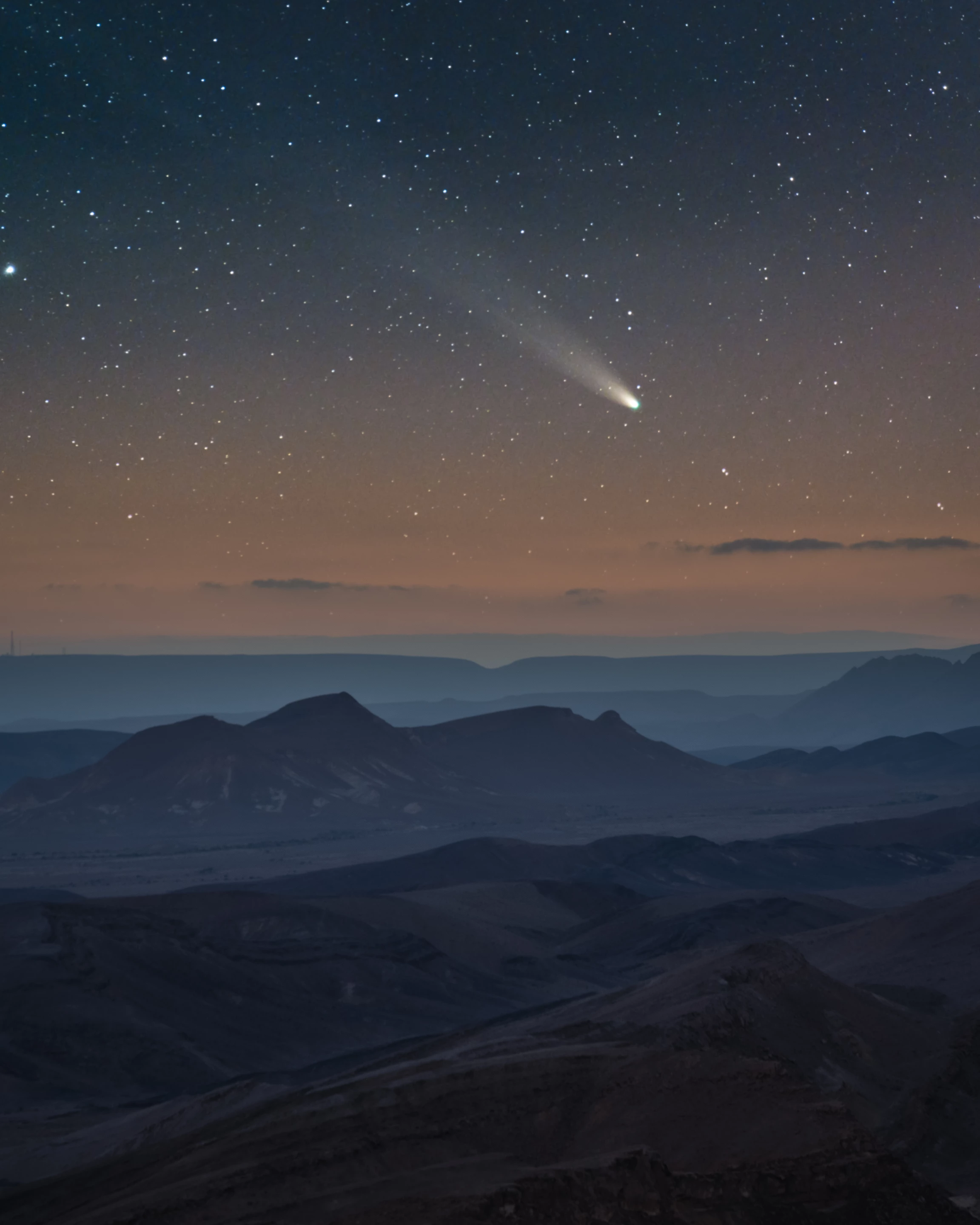 C/2021 A1 (Leonard) in Sky of Israel by Alex Savenok, taken in Negev Desert, Israel. Shortlisted in the Planets, Comets & Asteroids category