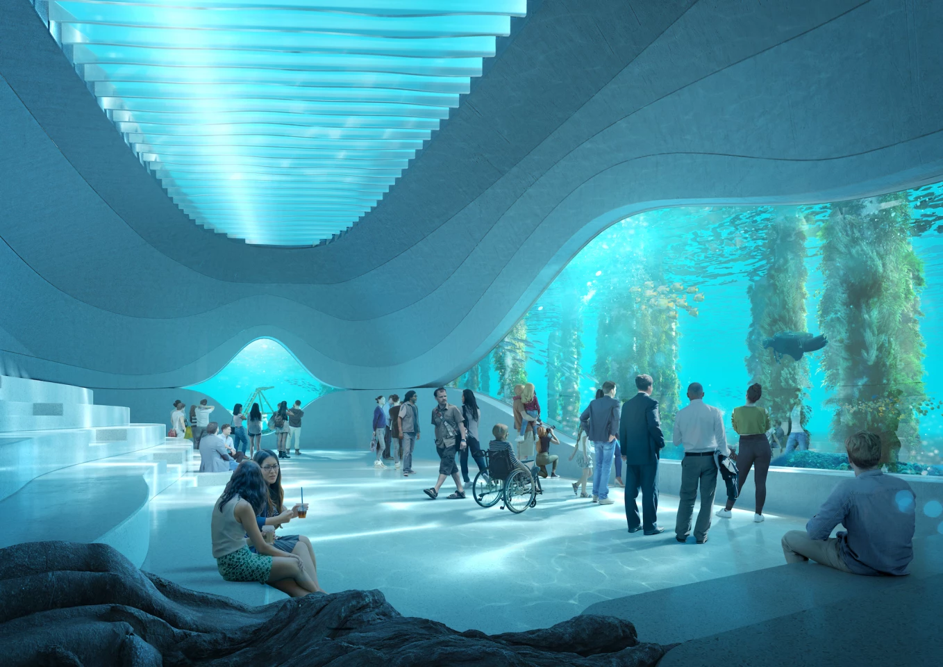 The Australian Underwater Discovery Centre will measure 900 sq m (roughly 9,680 sq ft) and feature an underwater restaurant, viewing points, and an art gallery