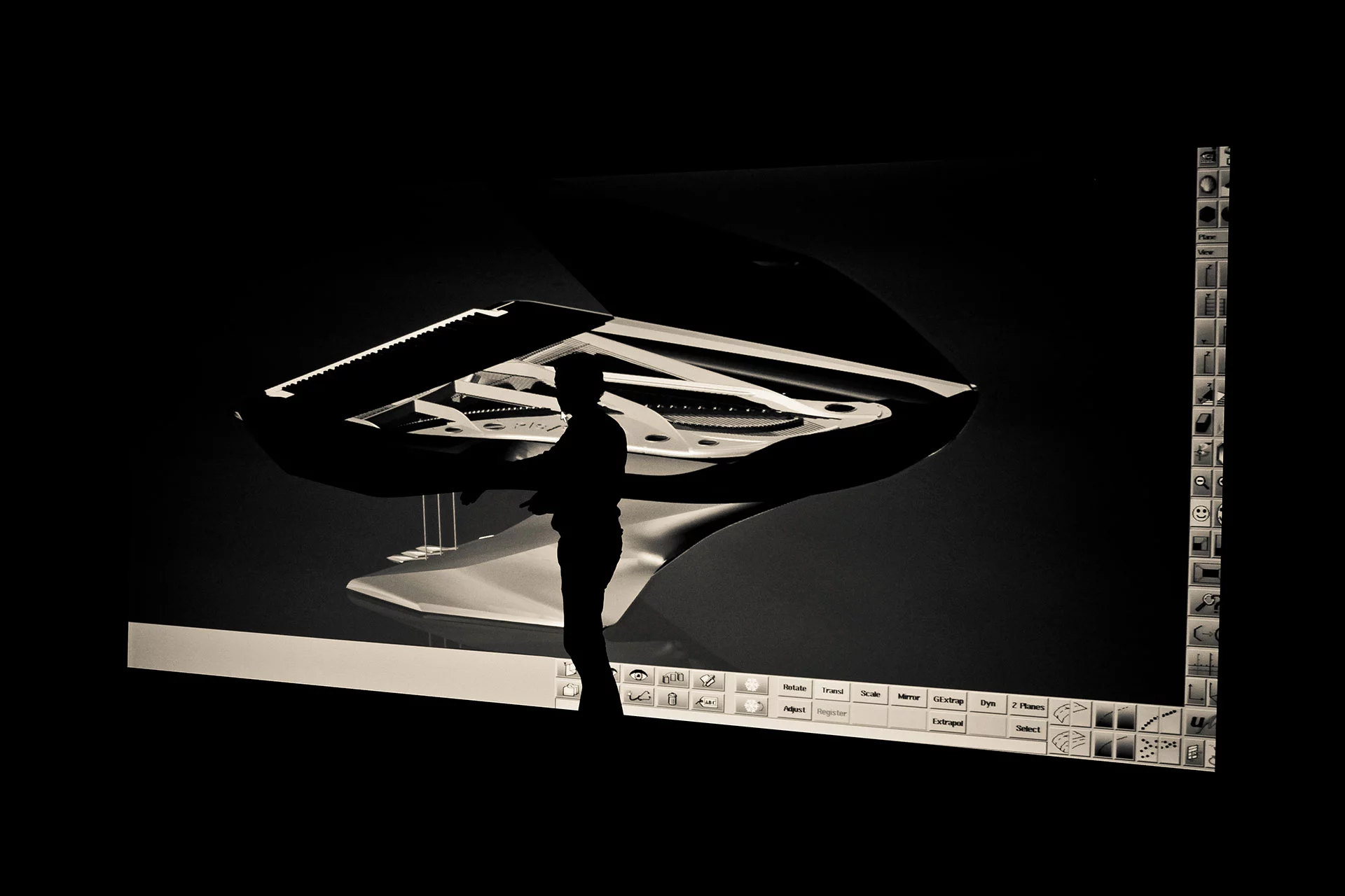 The futuristic piano is the result of a collaboration between Peugeot Design Labs and Pleyel