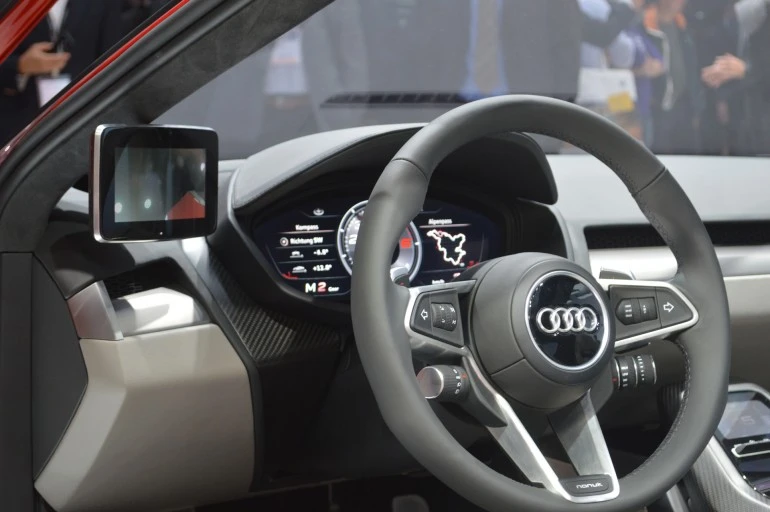 A peek at the Audi Nanuk's digital rear-view display and instrument cluster
