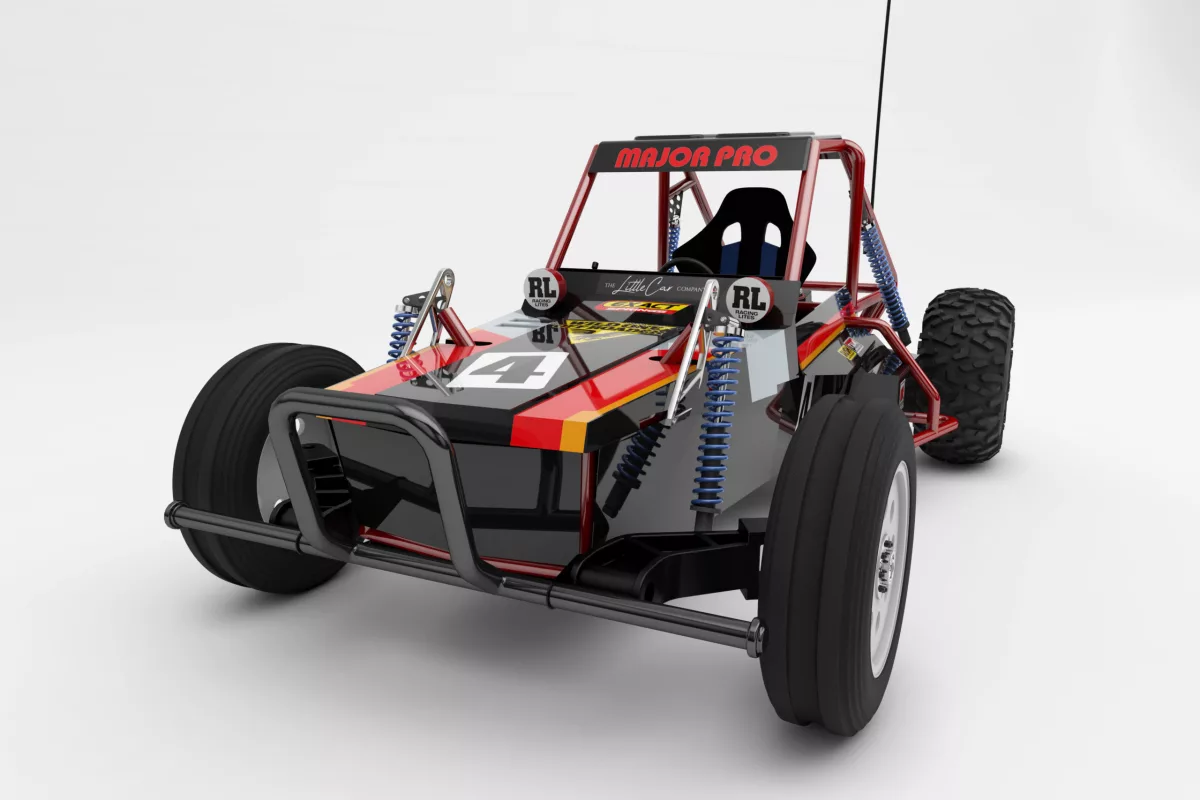 A scaled-up replica of a popular 1980s RC toy car that you can actually drive