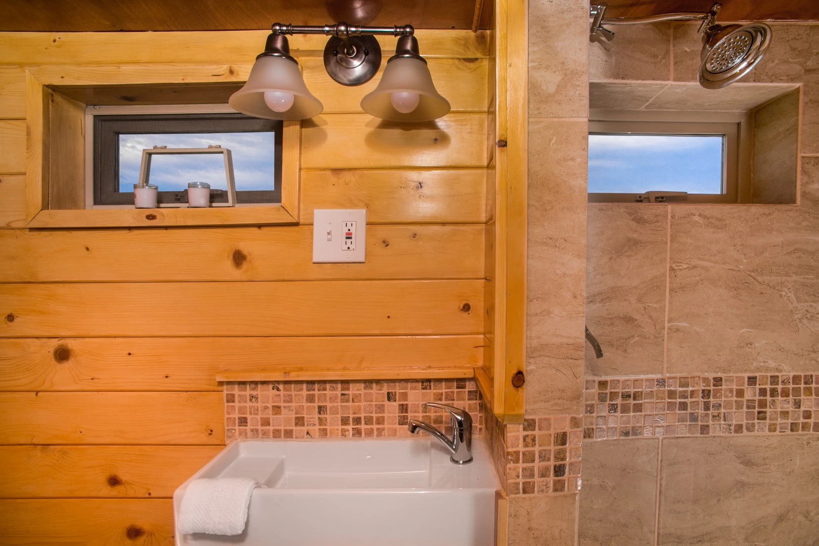 The bathroom area