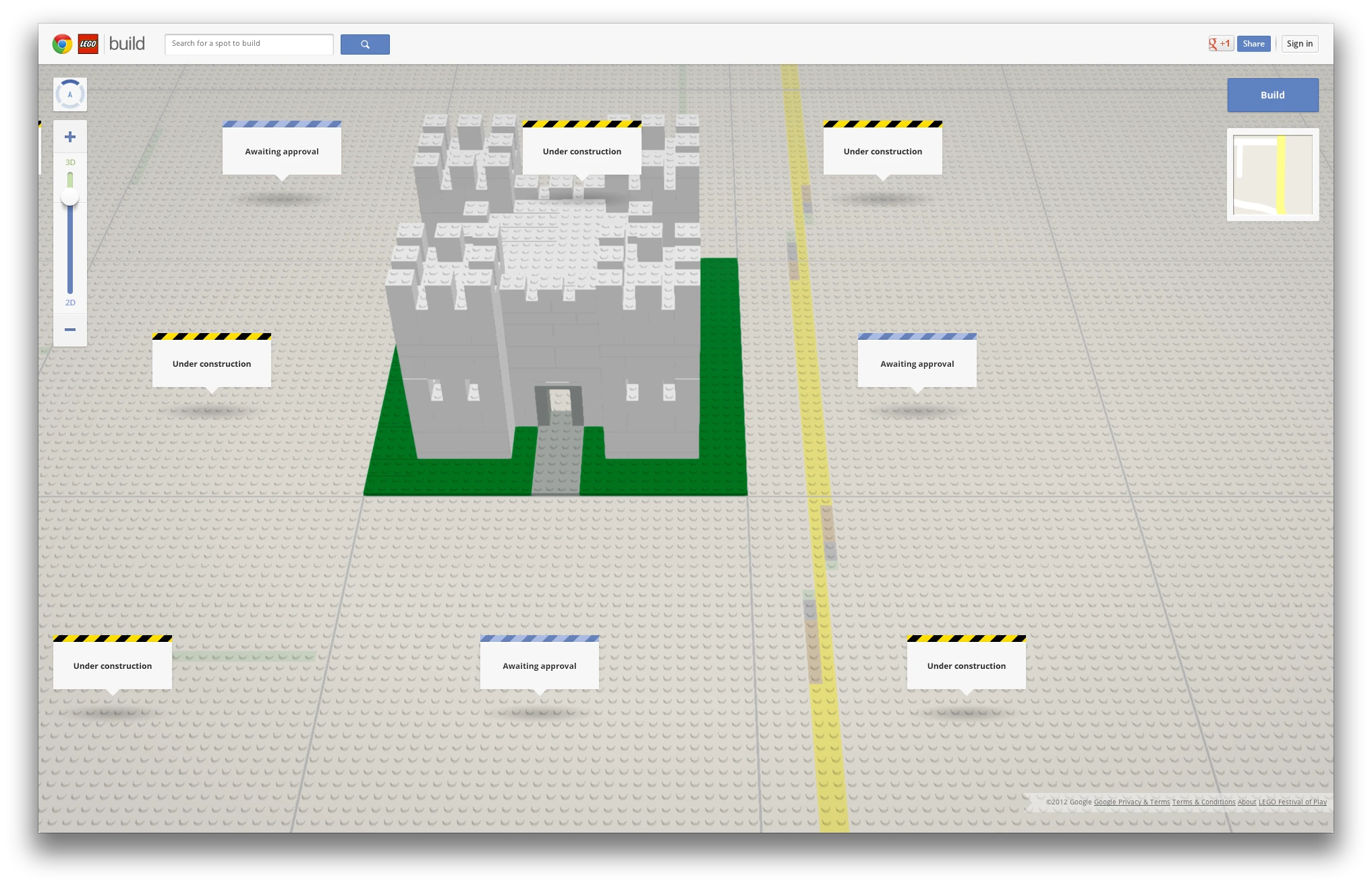 Google may describe this as the "largest LEGO set you’ve ever seen," but you'll find you're limited to one 32 x 32 patch at a time, building with 12 instantly-familiar brick types with doors and windows filed under an "extras" tab