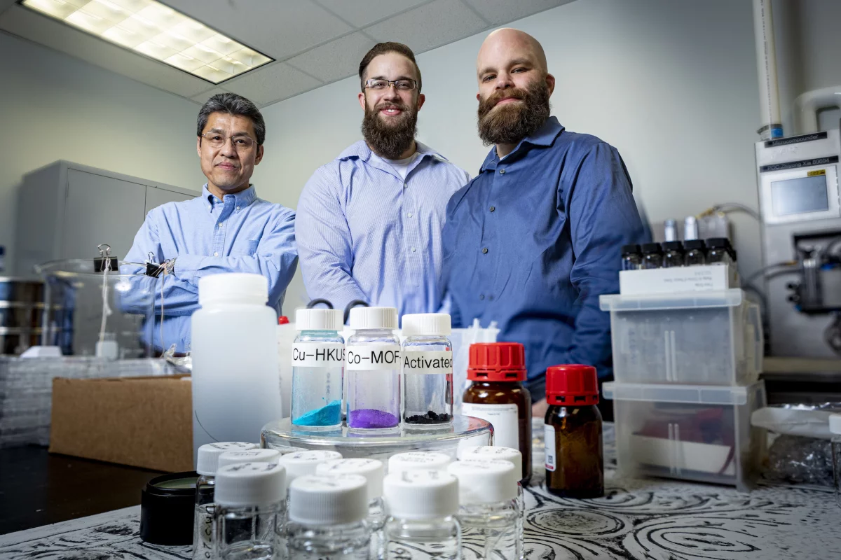 From left, researchers on the study Zhiyong Xia, Matthew Logan and Spencer Langevin