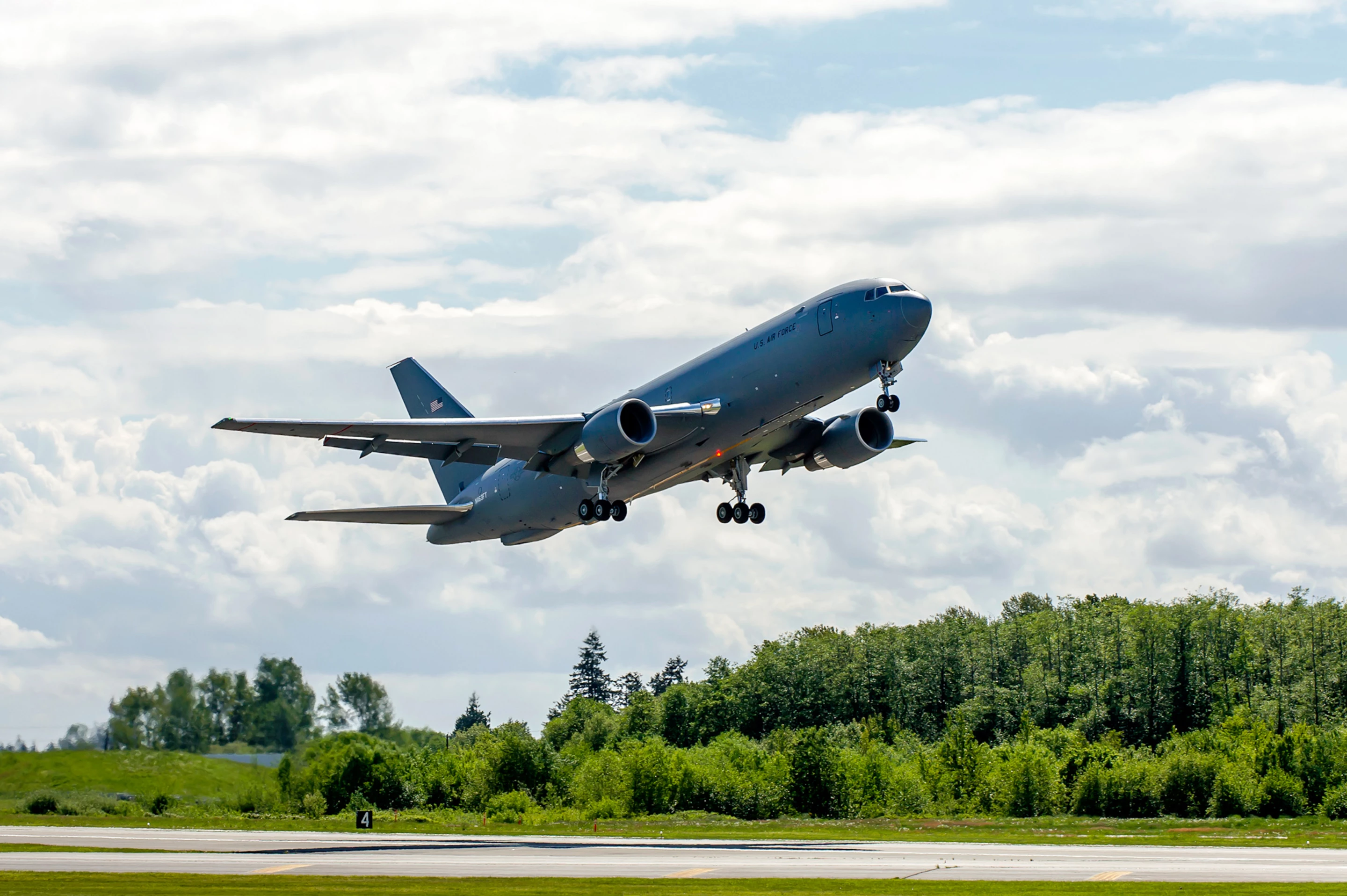 The KC-46A is derived from Boeing's commercial 767-2C airliner, pictured here