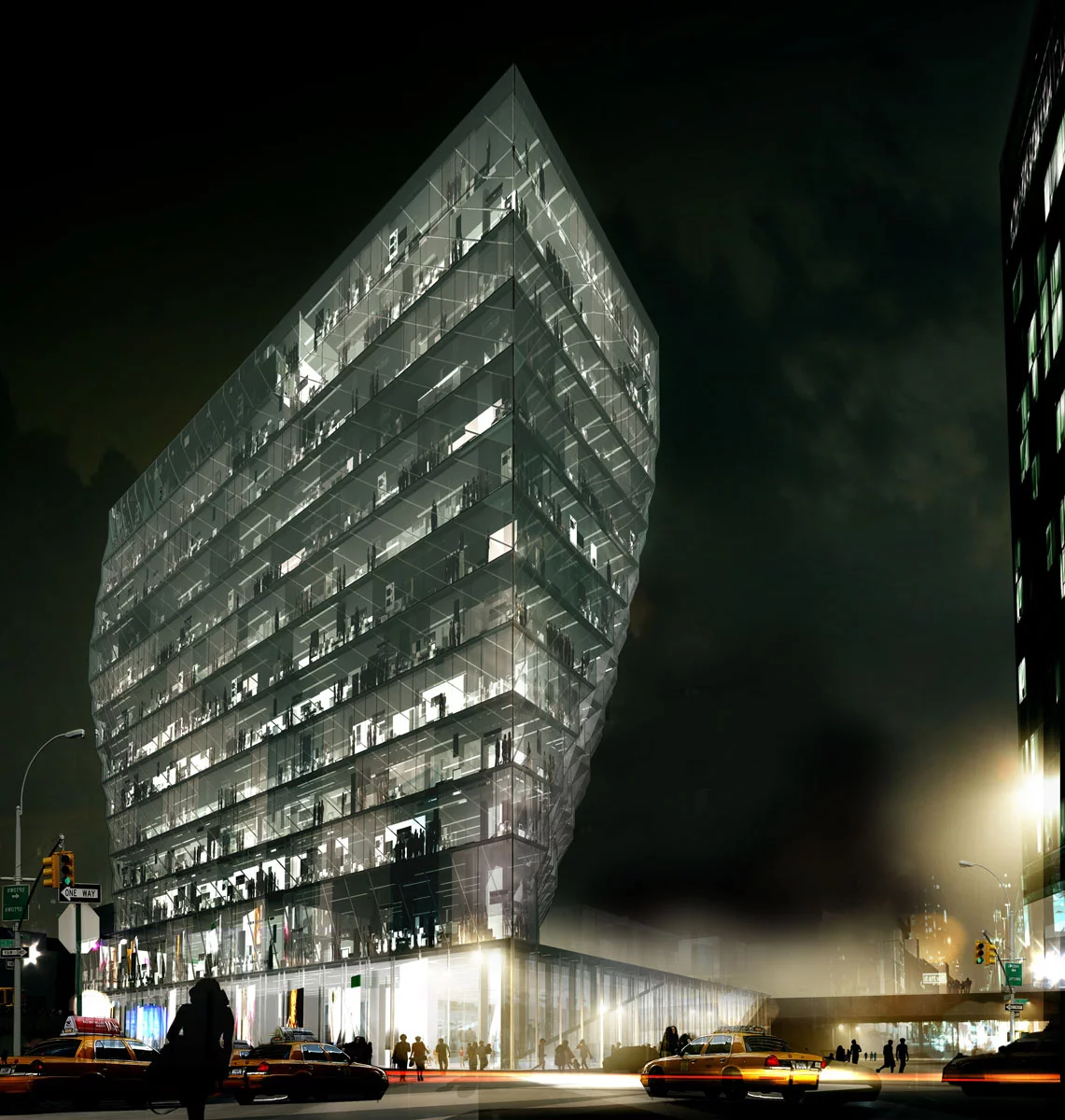 Solar Carve Tower is designed more with daylight hours in mind (Image courtesy of Studio Gang Architects)