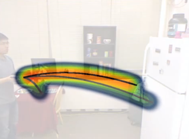 Robot's view and anticipation of a person approaching a fridge