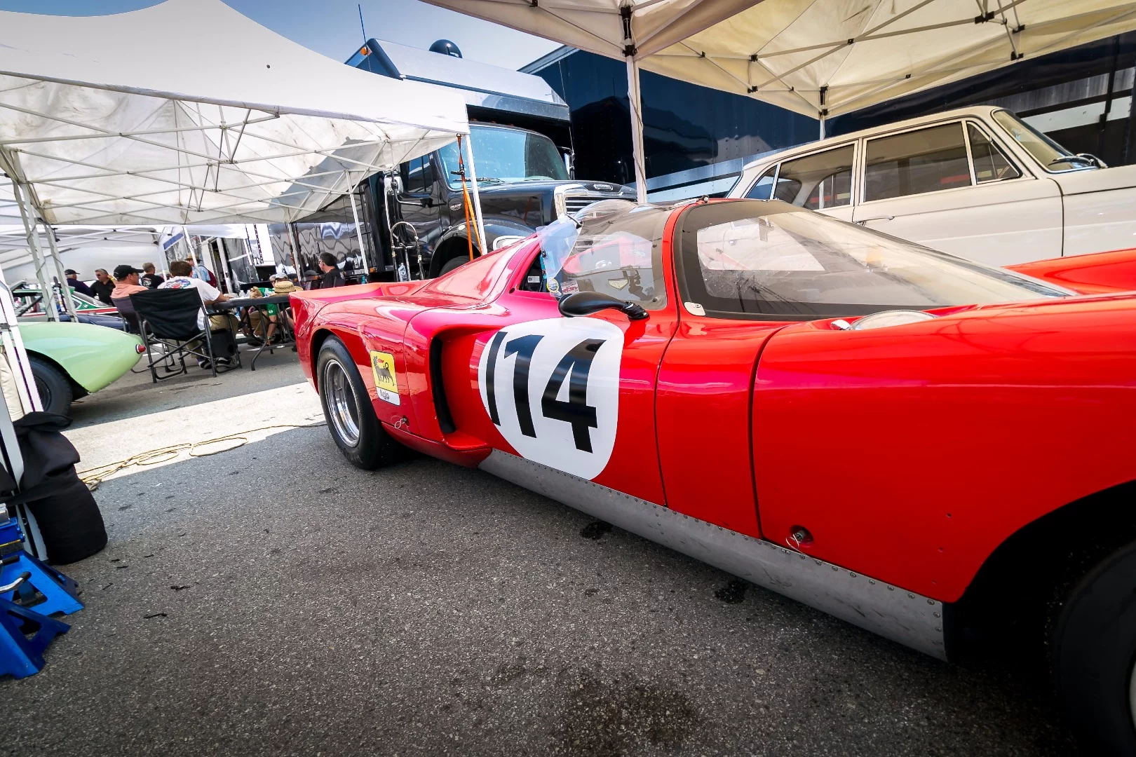 Red Chaparral #14 (which can be raced in Gran Turismo) enjoying some down time in the shade