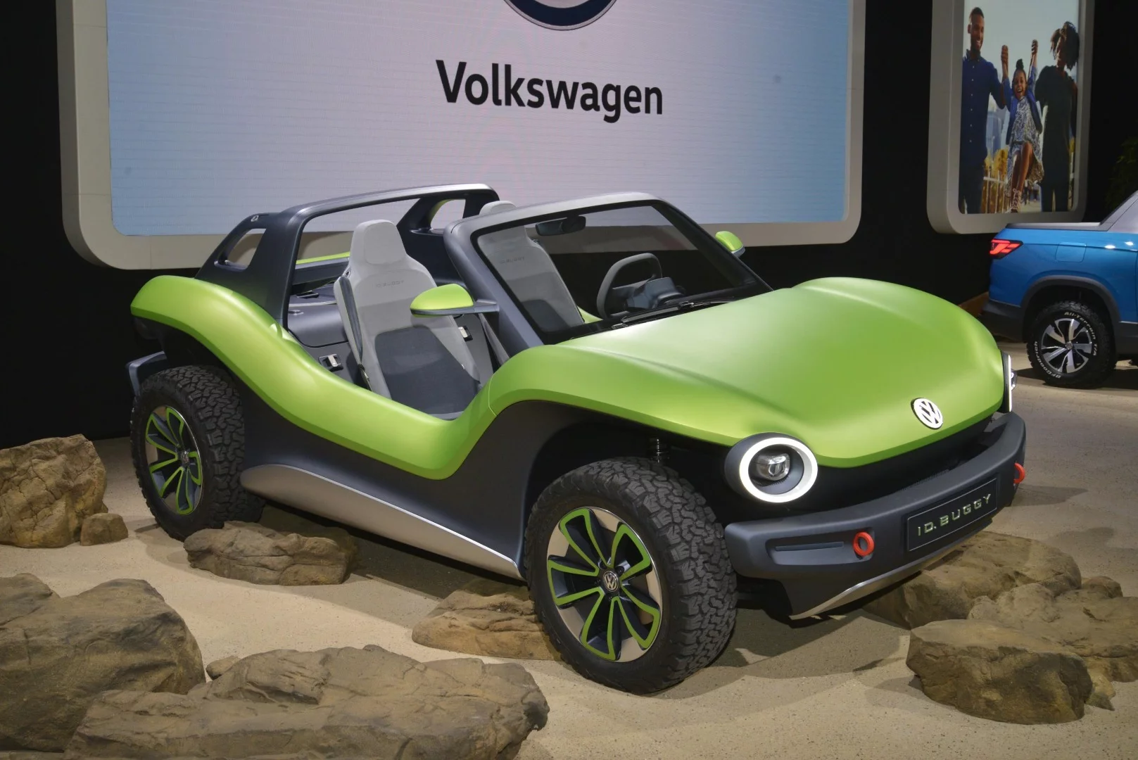 Volkswagen focuses on rugged and off-road vehicles in NY, with the ID Buggy pictured, Atlas Basecamp Concept and Tarok small pickup concept