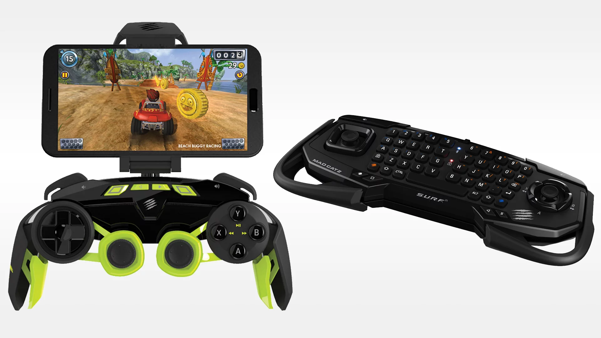 Mad Catz' new controllers – the S.U.R.F.R (right) and L.Y.N.X. 3 (right)
