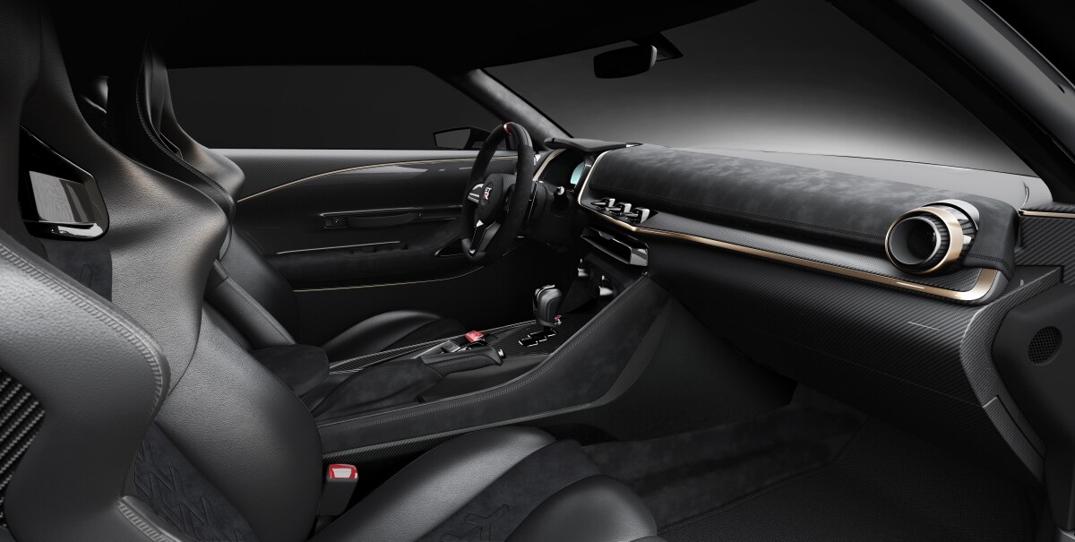 The gold interior trim matches all the gold paint outside