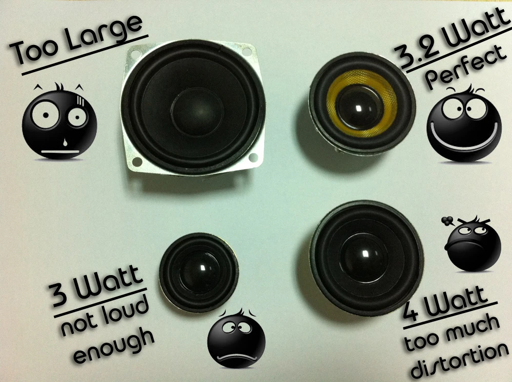 The team's reasons for choosing a 3.2 W speaker driver