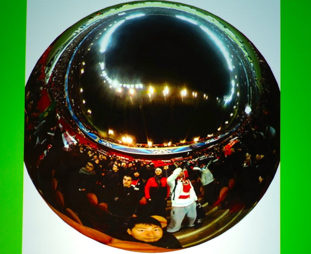 An example of the kind of spherical panorama you can expect to capture using Ricoh's Theta camera