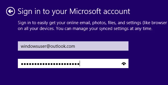 Log in with your Windows account during setup
