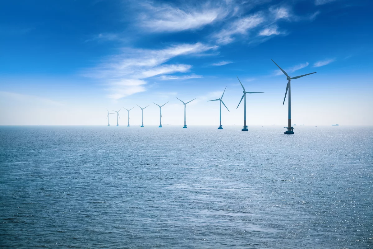 Wind turbines off the coast of Shanghai, China
