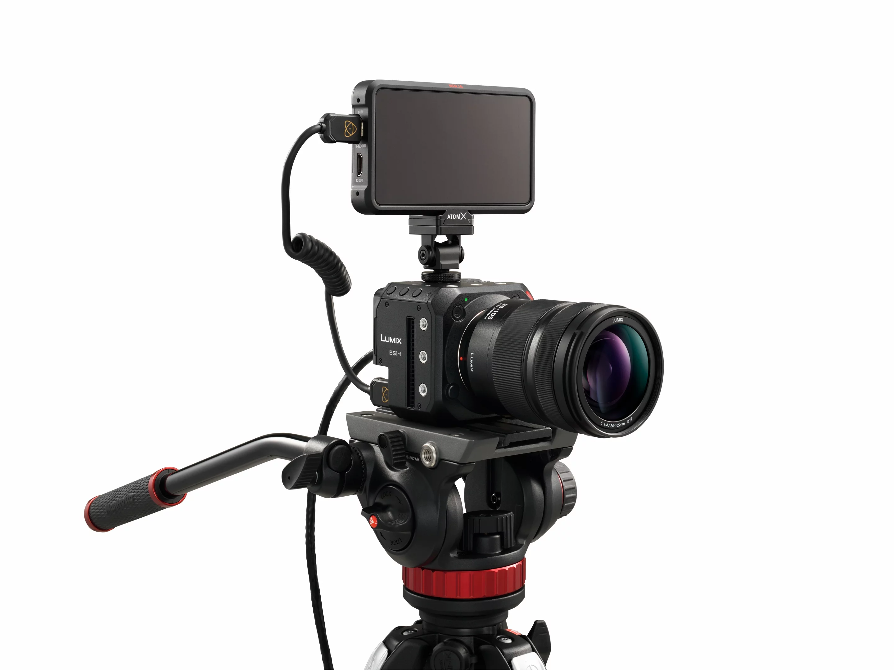 The Lumix DC-BS1H doesn't come with a display or viewfinder, but such things can be mounted to the box body when needed