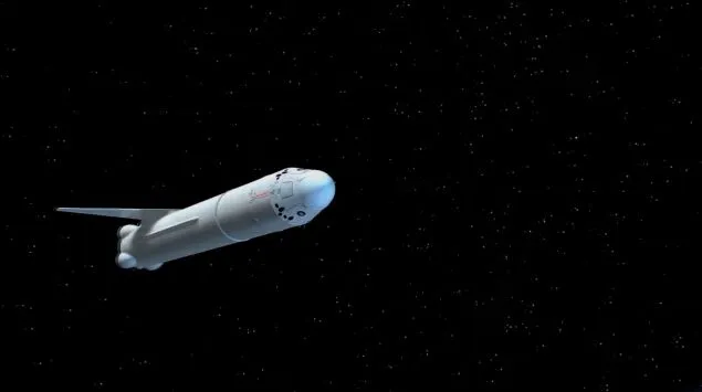 The Stratolaunch Systems booster, carrying the spacecraft into orbit