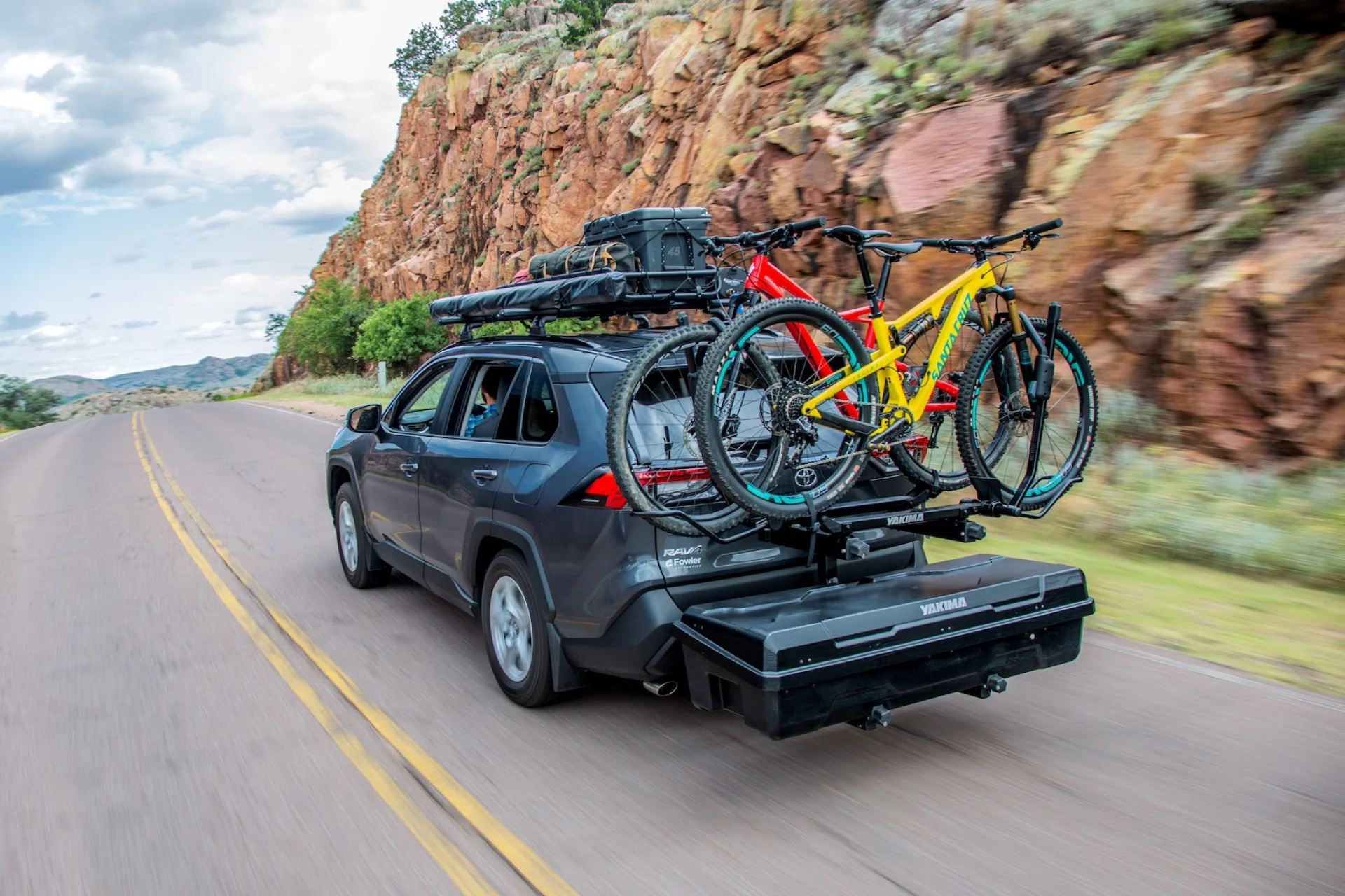 Hitch Car Rack Yakima Exo two-story modular hitch rack gives cars pickup utility
