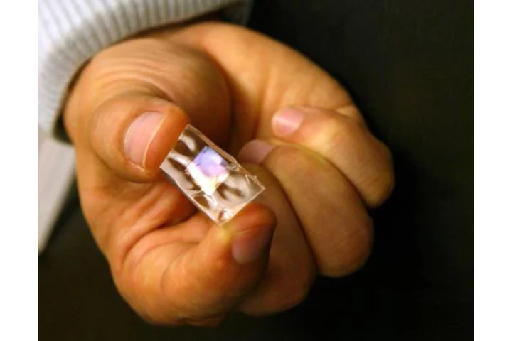 A piece of silicone rubber imprinted with super-thin material that generates electricity when flexed could provide a source of power for mobile and medical devices (Image credit: Frank Wojciechowski)