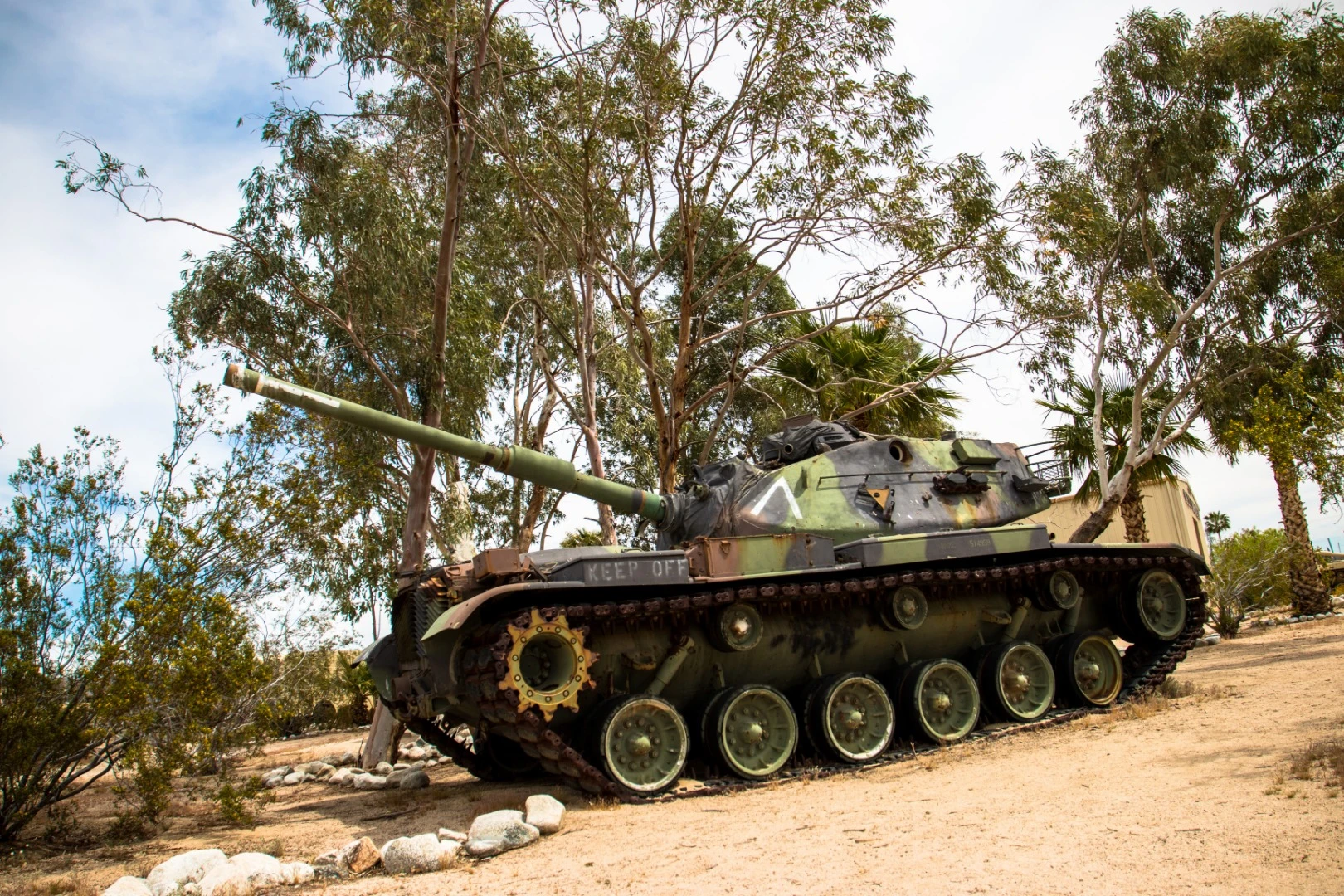 The M60 Patton Tank was a clamshell-style turret mounted to a modified M48A2 chassis. The frontal glass and mantle of the M60 Patton was a solid piece of 6-inch thick armor. The M60 and its variants were produced from 1960 through the M60A3's production ending in 1983