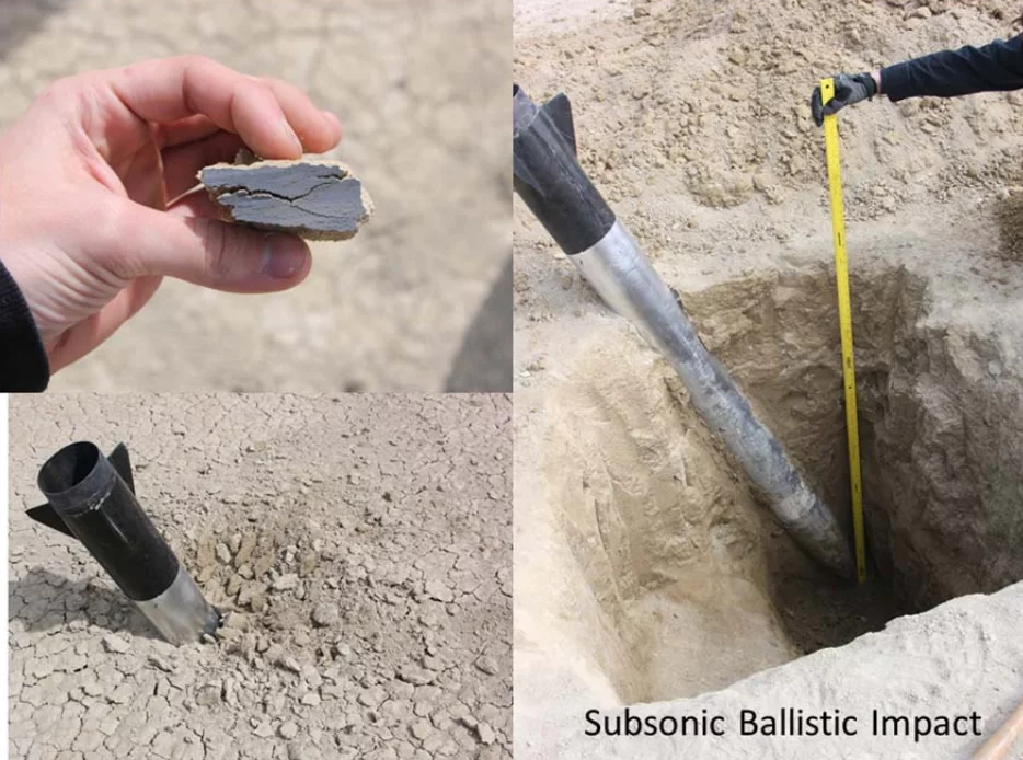 Excavation of penetrator at the Nevada site (Image: NASA)