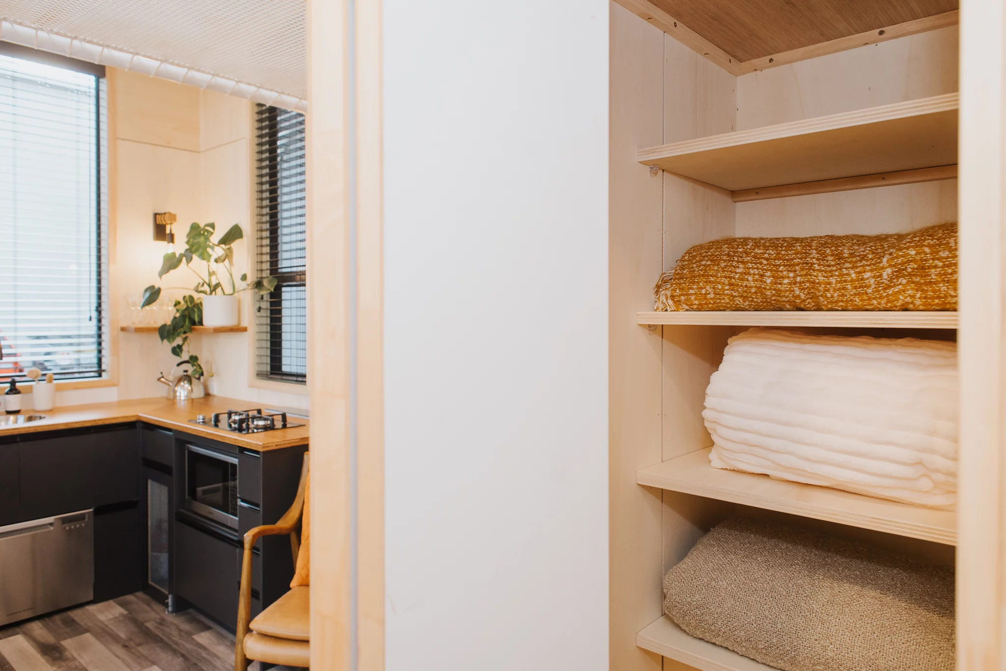 The Autumn features a storage closet near the bathroom