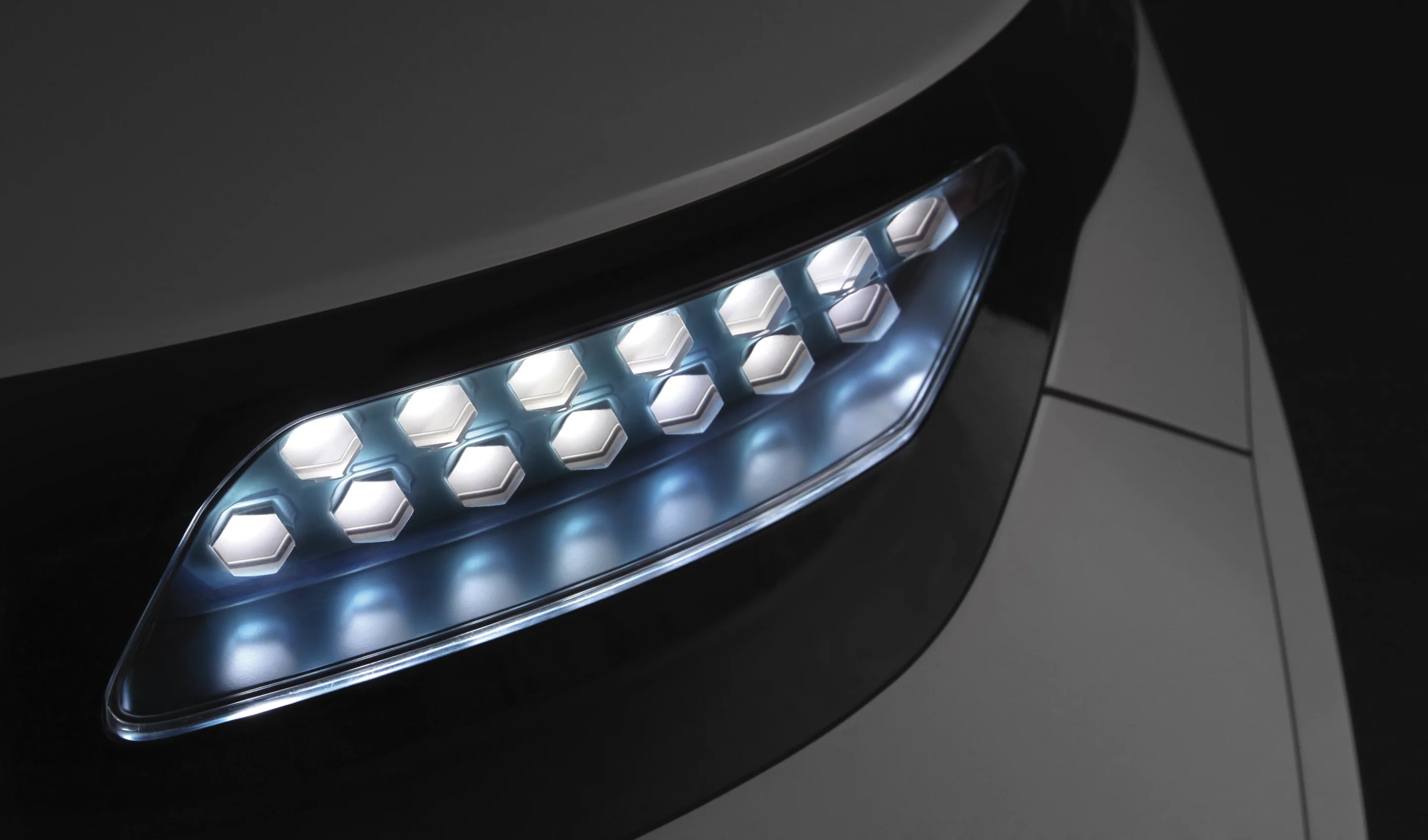 LEDs are used for the headlights as well as the color panels