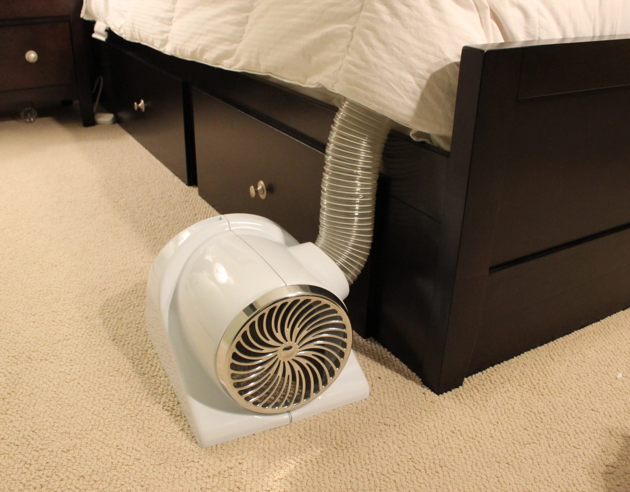 The Bedjet blows either heated or room temperature air between the sheets