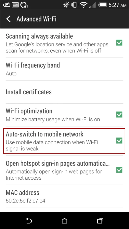 When Wi-Fi is weak, switch to your data connection automatically