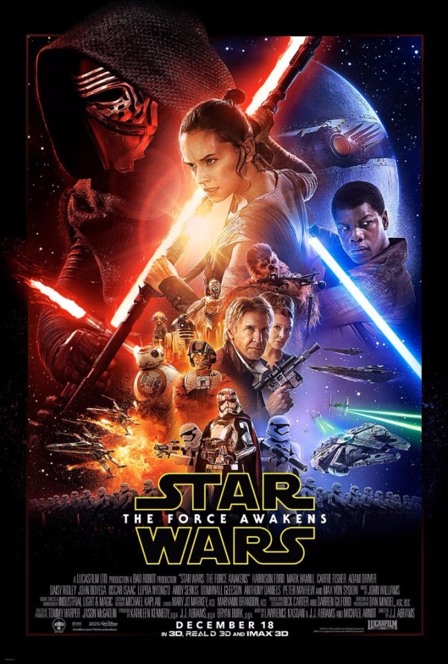 The official poster for Star Wars: The Force Awakens