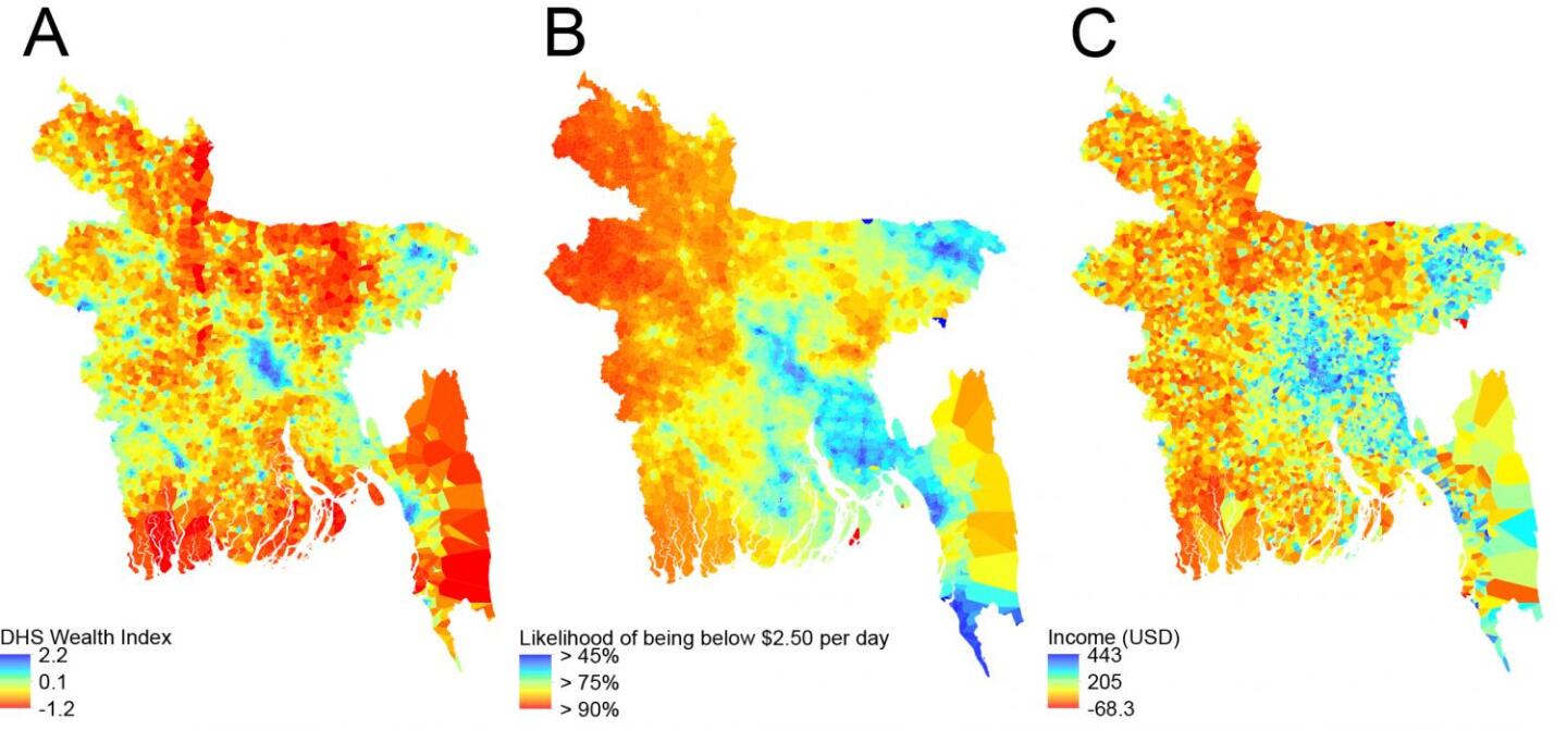 Poorer areas can be seen in red