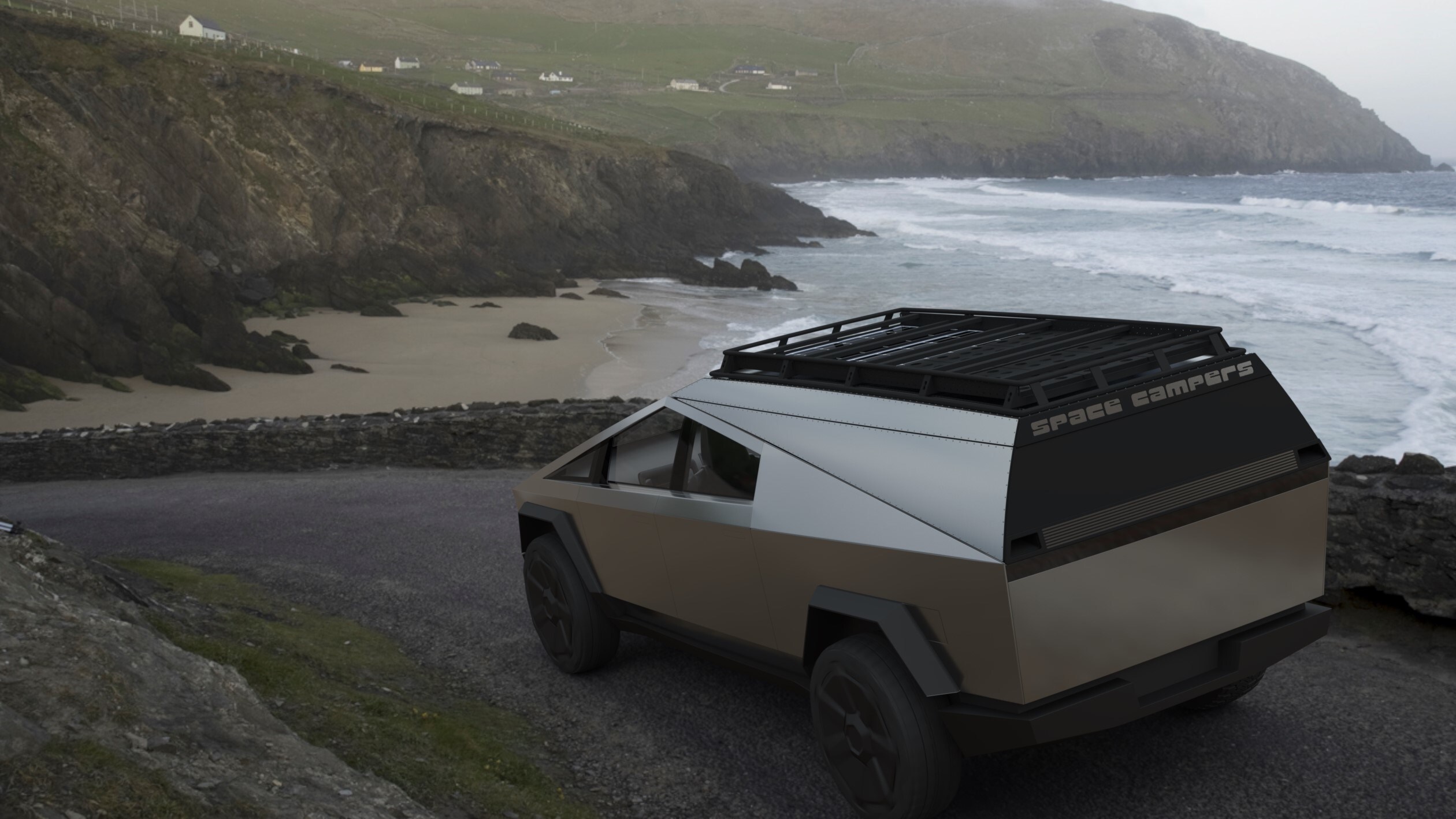 "Swiss Army knife" camper squares and domesticates Tesla Cybertruck