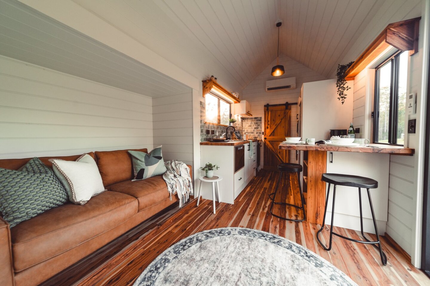The Settler's double glass doors open onto the home's living room