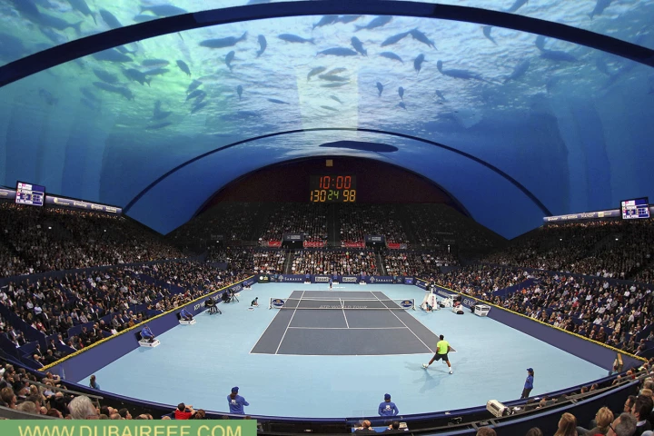 The Underwater Dubai Tennis Center, by 8 + 8 Concept Studio