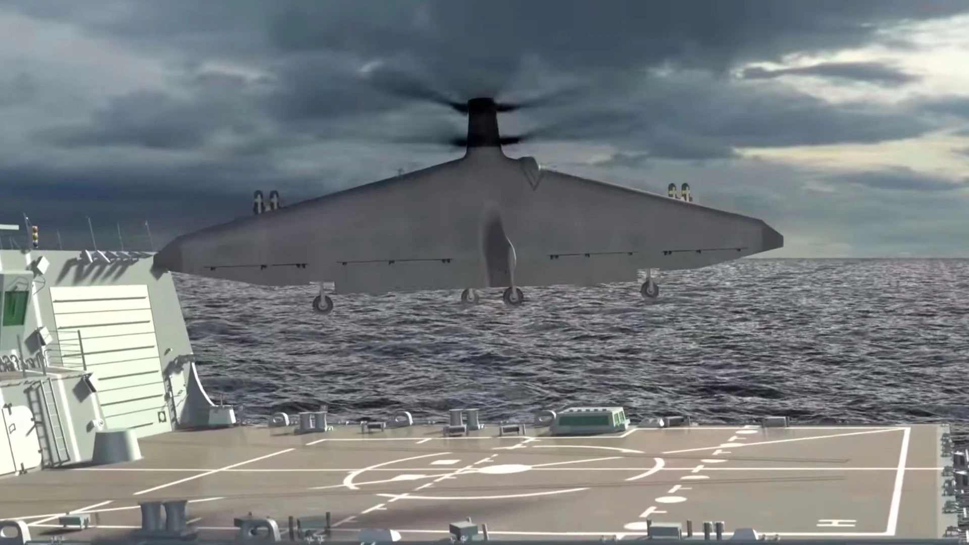 Artist's concept of the Tern UAV concept launching vertically before transitioning to horizontal flight