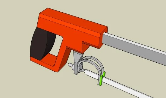 A sketch of an improved version of the recoil hack saw, with an alternate type of spring