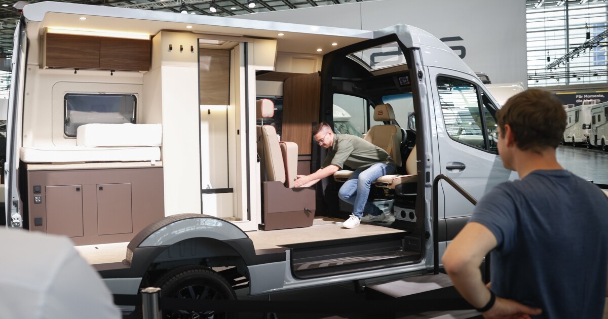Burstner Habiton camper van features a bathroom that moves Burstner Habiton camper van features a bathroom that moves