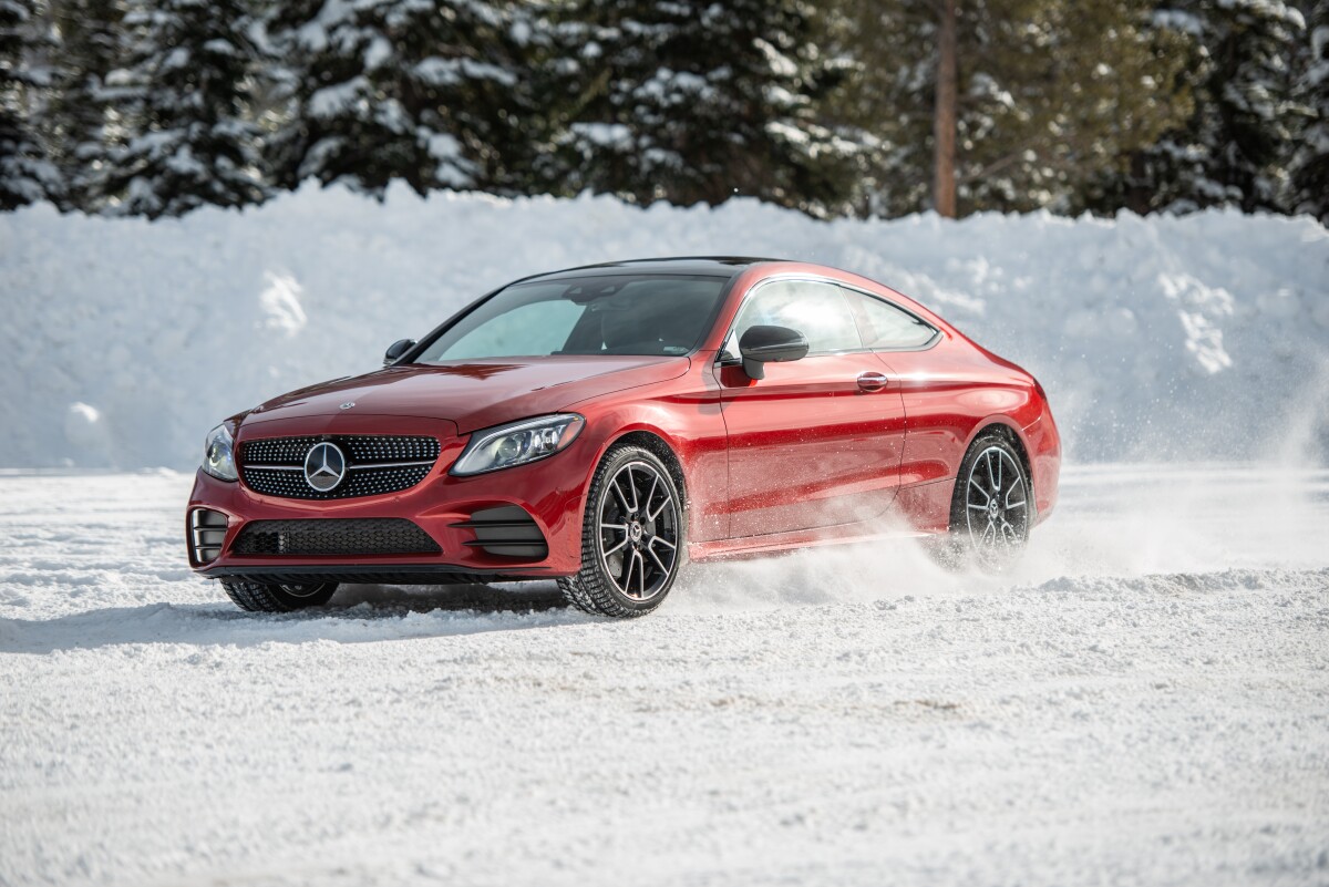 With systems turned off (namely the traction control and entering Sport drive mode), the Mercedes-Benz C300 was the lightest and most acrobatic of the cars on snow and ice