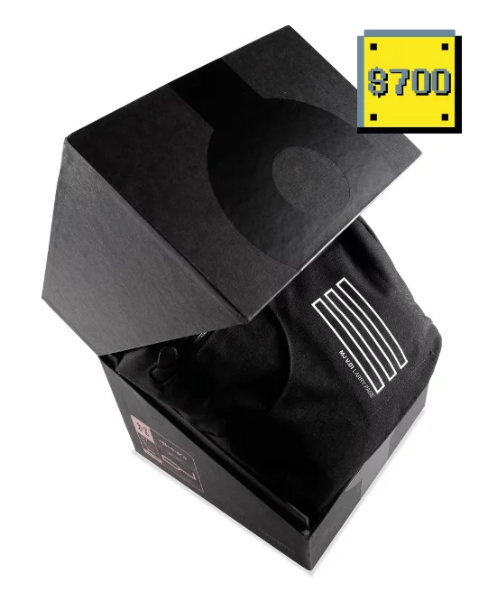 As a final touch, each jacket is packaged in a box along with components to convert it into a working speaker