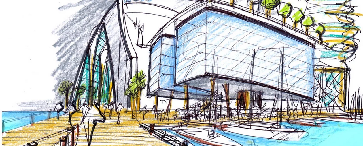 The island designs features a marina and shopping plaza